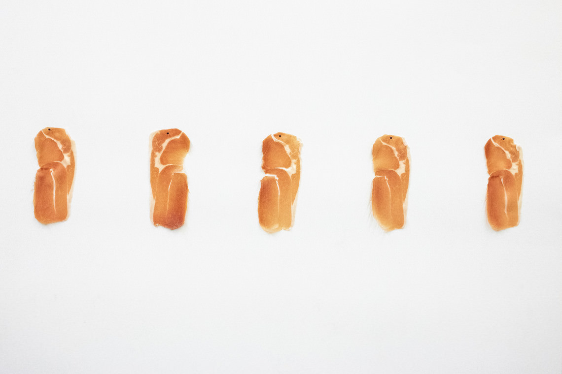  - untitled (prosciutto pinned to the wall slice after slice)
